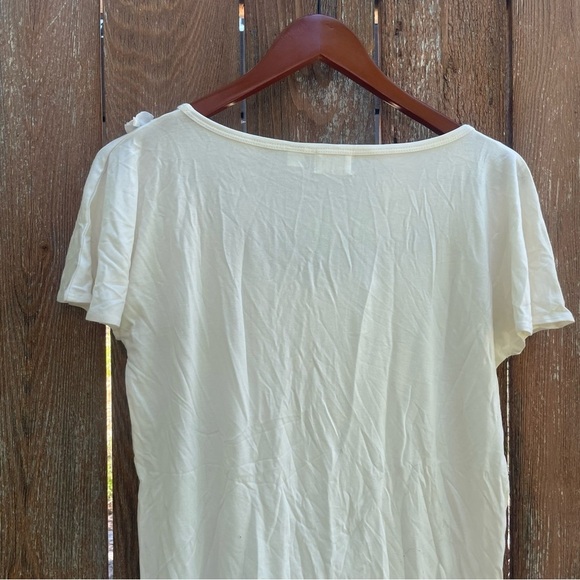 ERIN FETHERSTON Women’s Cream Circle Applique Ruffle Sleeve Dressy Shirt Small - Picture 8 of 10